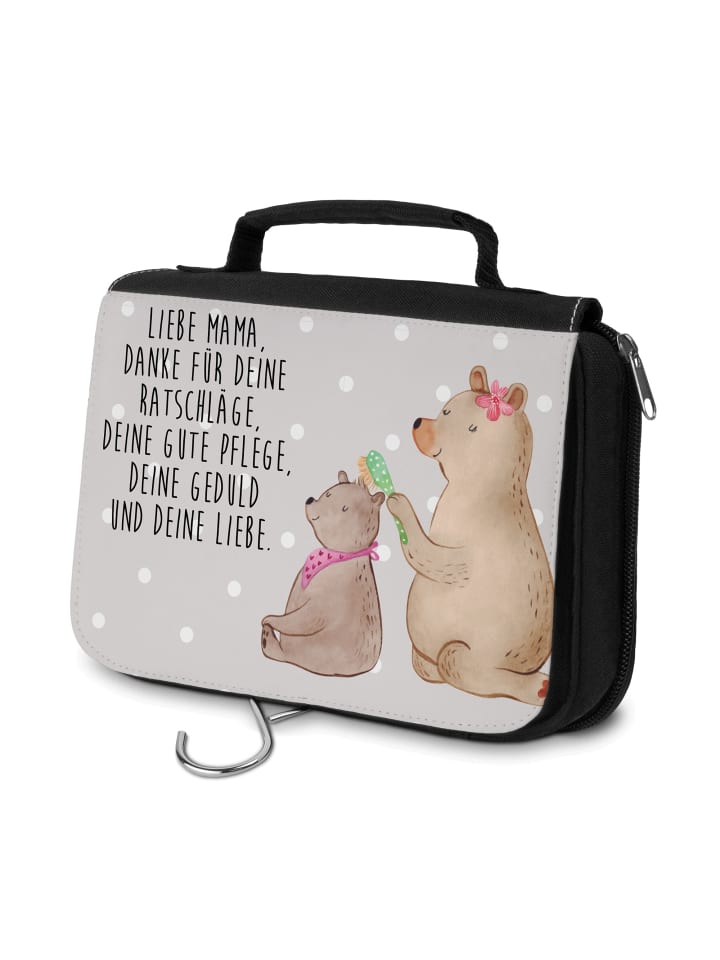 Schminktasche Bär Kind mit Spruch in Grau Pastell
