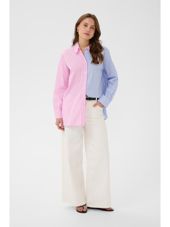 Langarm - Hemd CUart Oversize fit in Blue/Pink Stripe