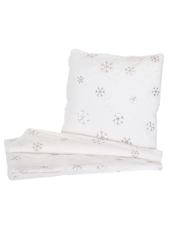 Set Kuscheldecke mit Deko-Kissen Schnee