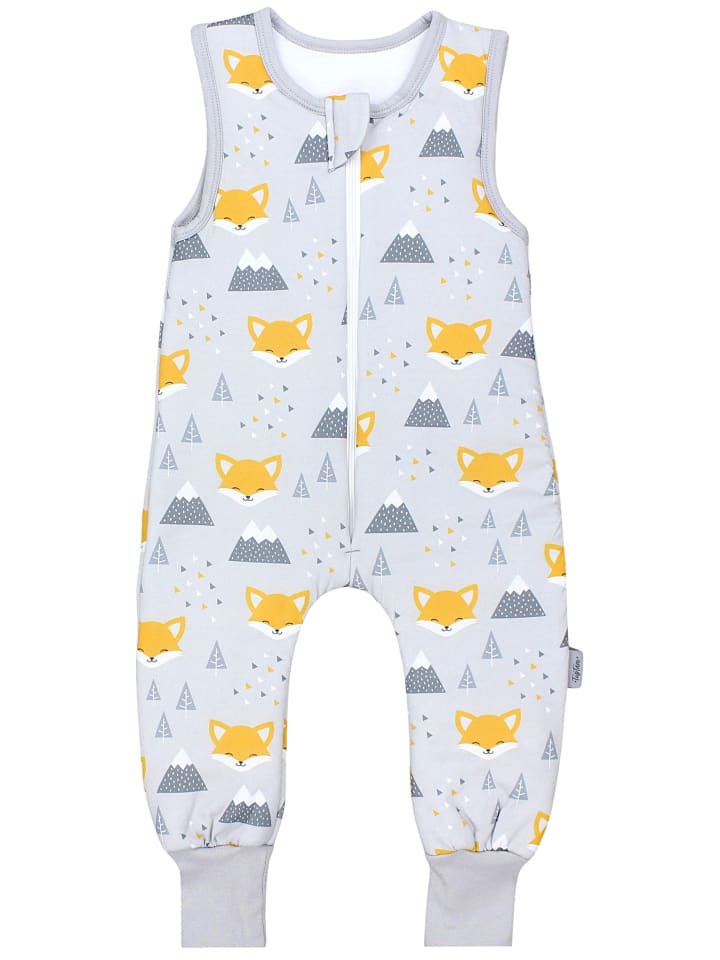 Baby Ganzjahresschlafsack mit Beinen 2,5 Tog in grau/gelb