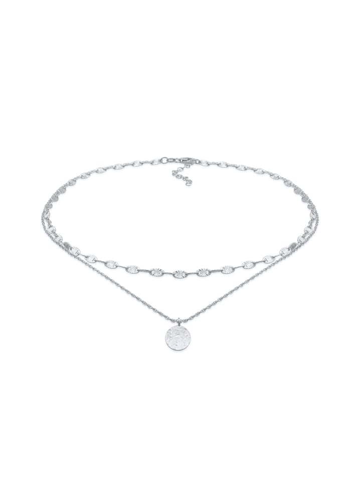 Halskette 925 Sterling Silber Plättchen, Valentino Chain in Silber