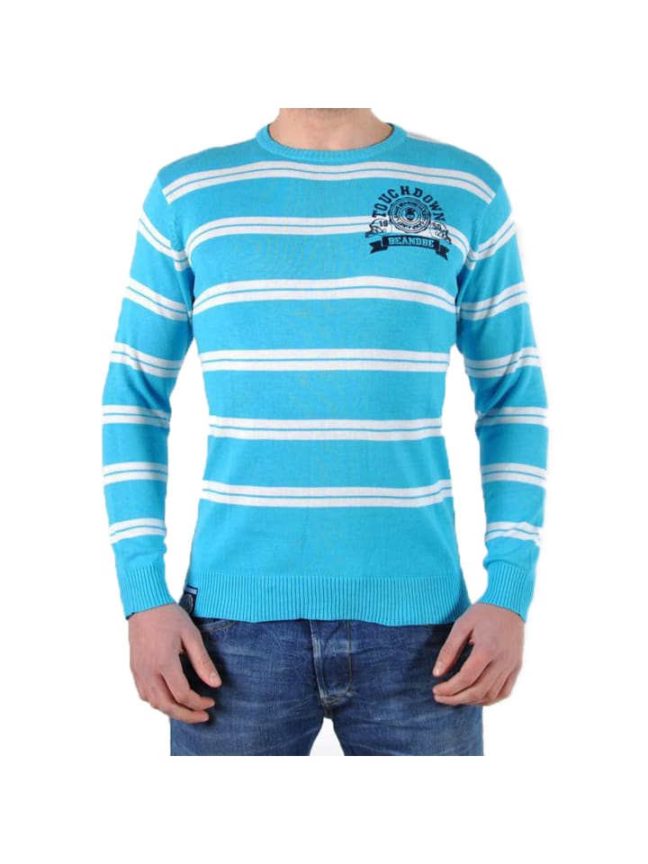 Gestreifter „Be And Be Touchdown“-Pullover Blau