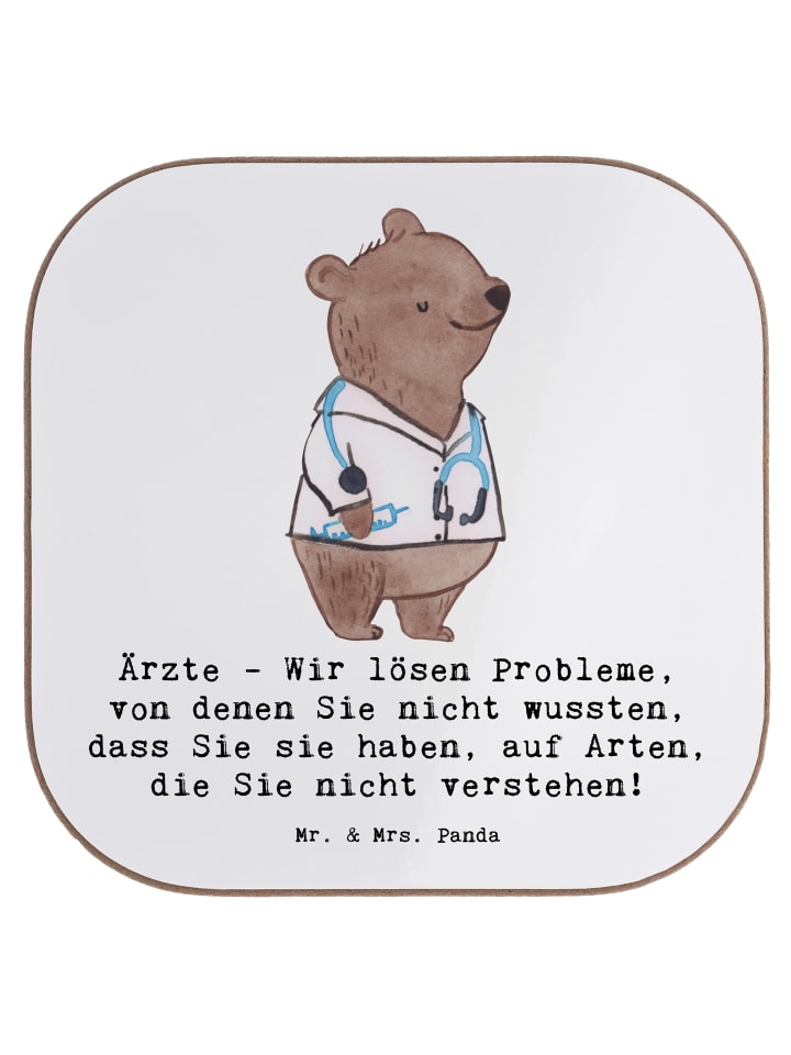 Glasuntersetzer Arzt Probleme Lösen mit Spruch in Weiß