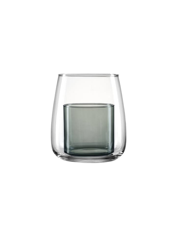 Windlicht Duo in Grau 18 cm