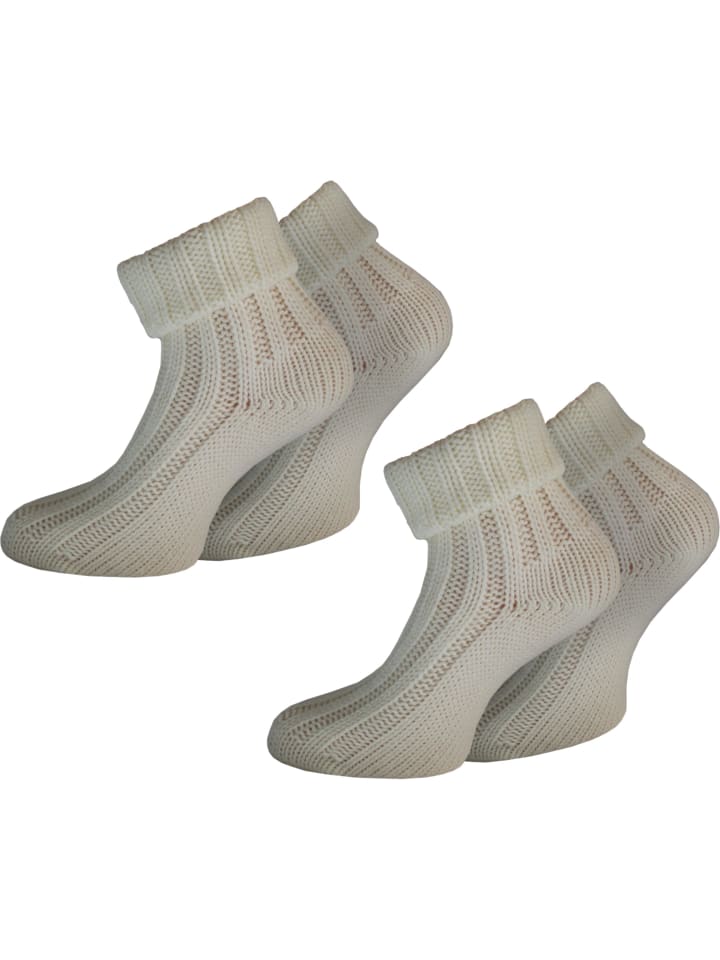 2 Paar Alpaka-Socken mit Umschlag in Wollweiß