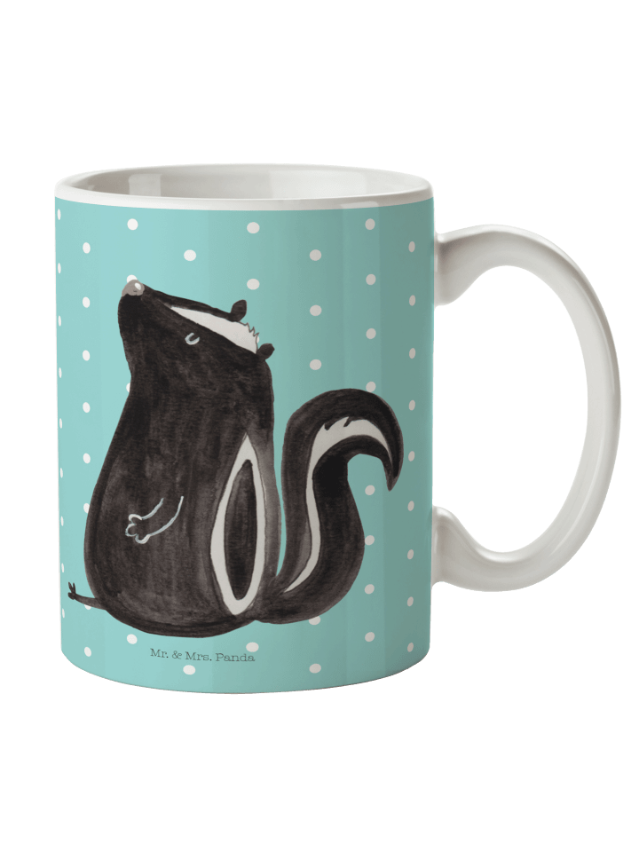 Kaffeetasse Stinktier Sitzen ohne Spruch in Türkis Pastell