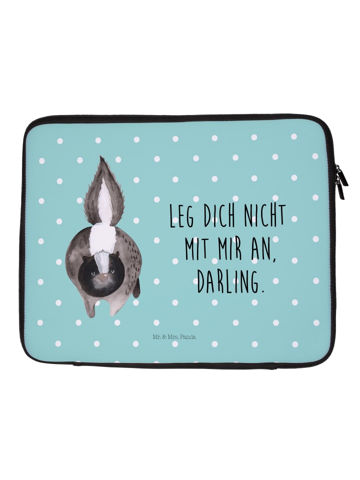 Notebook Tasche Stinktier Angriff mit Spruch in Türkis Pastell
