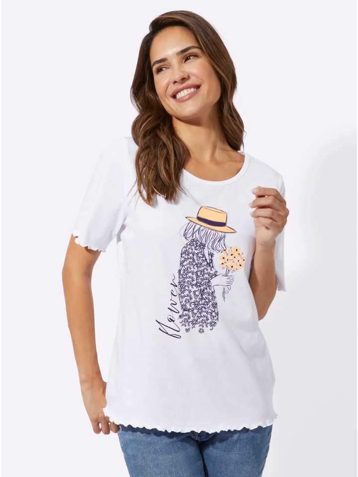 Kurzarm-Shirt in weiß-marine