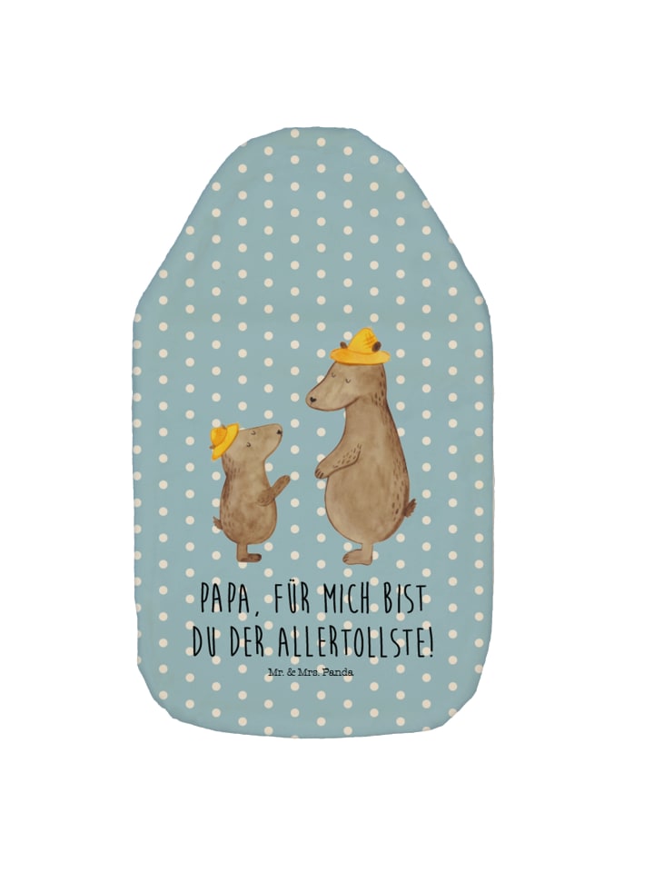 Wärmflasche Bären mit Hut mit Spruch in Blau Pastell