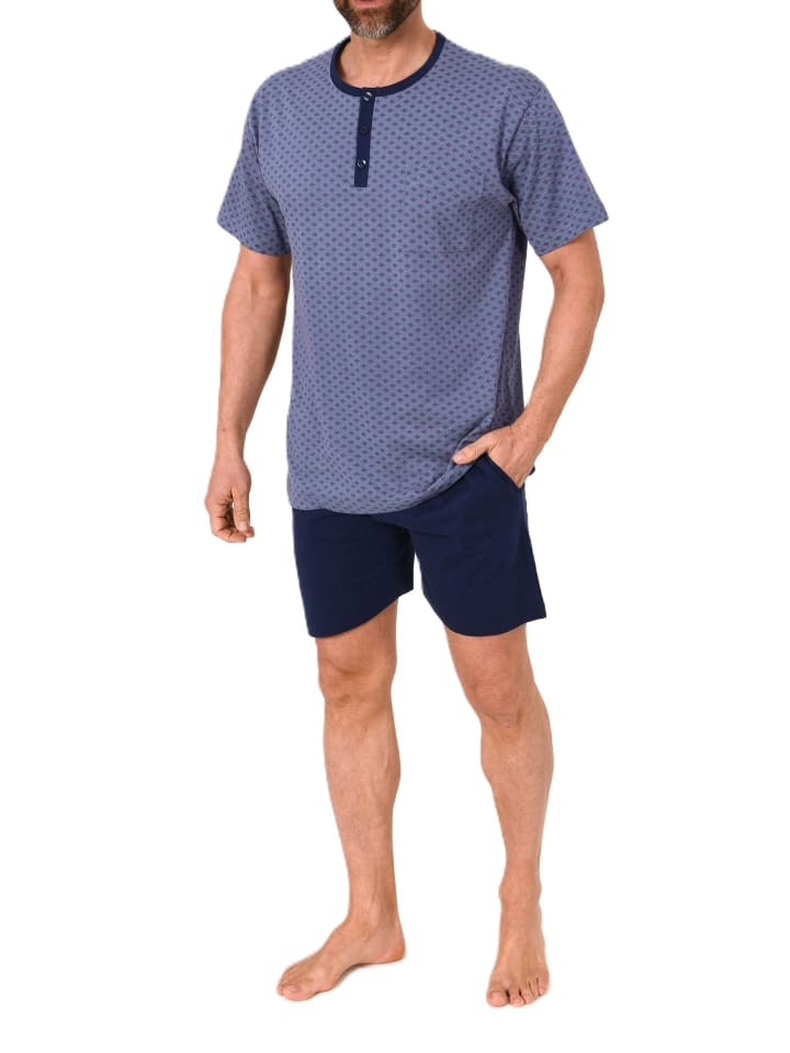 Kurzarm Schlafanzug Shorty Pyjama print Übergröße in rot
