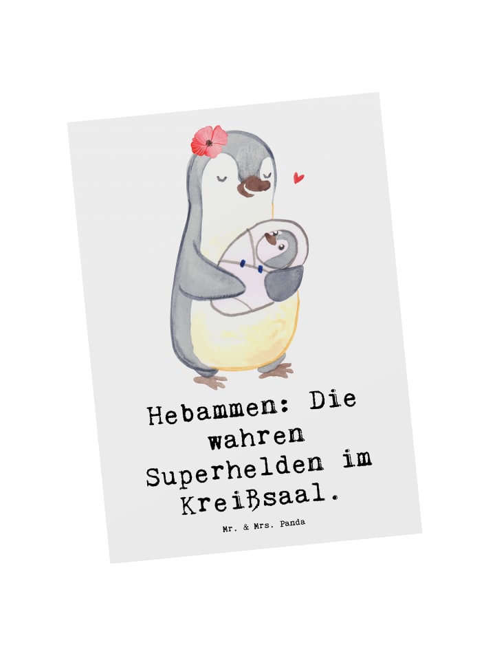 Postkarte Hebamme Superhelden mit Spruch in Weiß