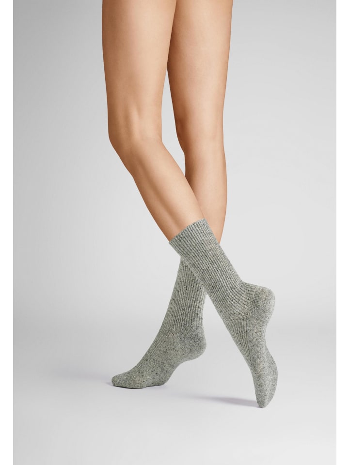 Socken Winter Rib weich in Silber