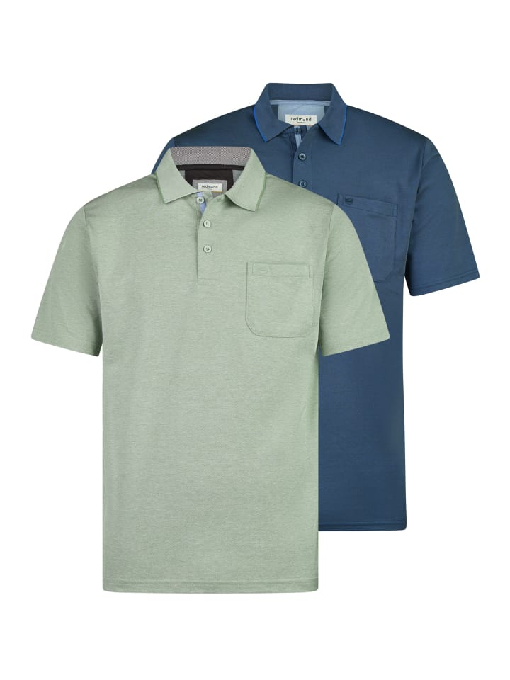 Poloshirt Basic in Dunkelblau / grün