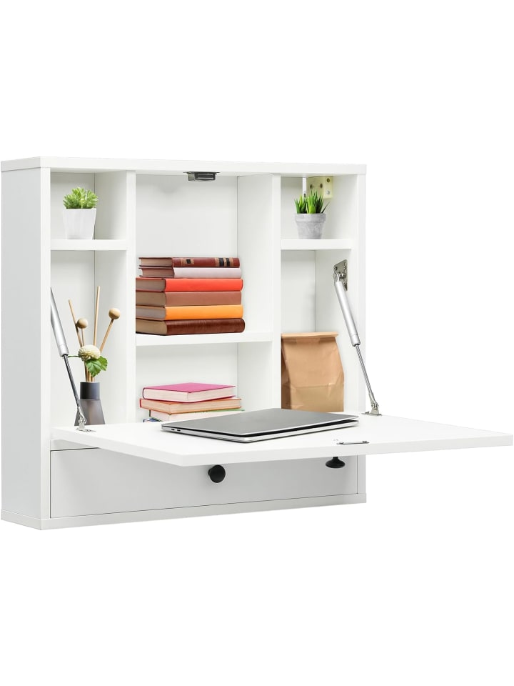 Wandtisch mit Schublade in Weiß