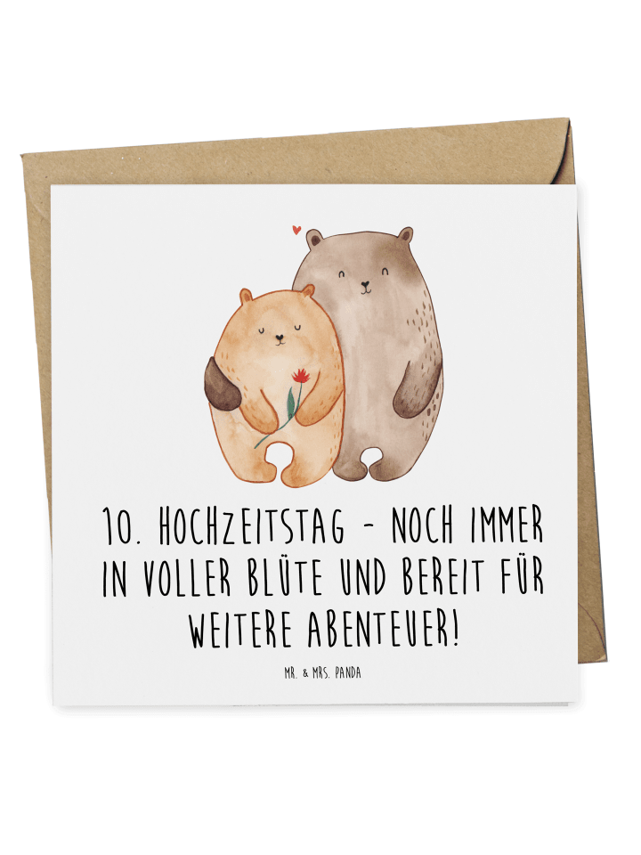 Deluxe Karte 10. Hochzeitstag Rosenhochzeit mit... in Weiß