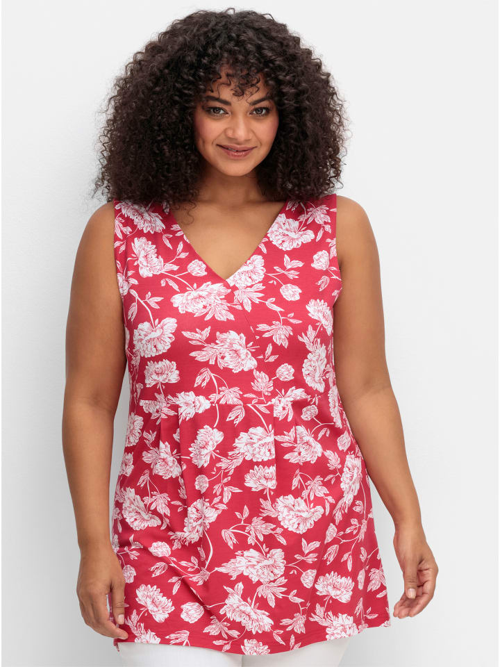 Longtop in rot-gemustert