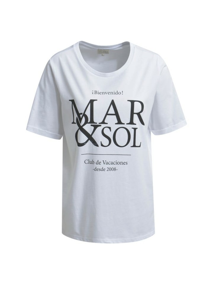 Rundhals T-Shirt für Damen in weiß