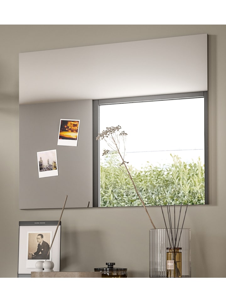 Garderobenspiegel grau 80 cm, Wandspiegel rahmenlos, eckig