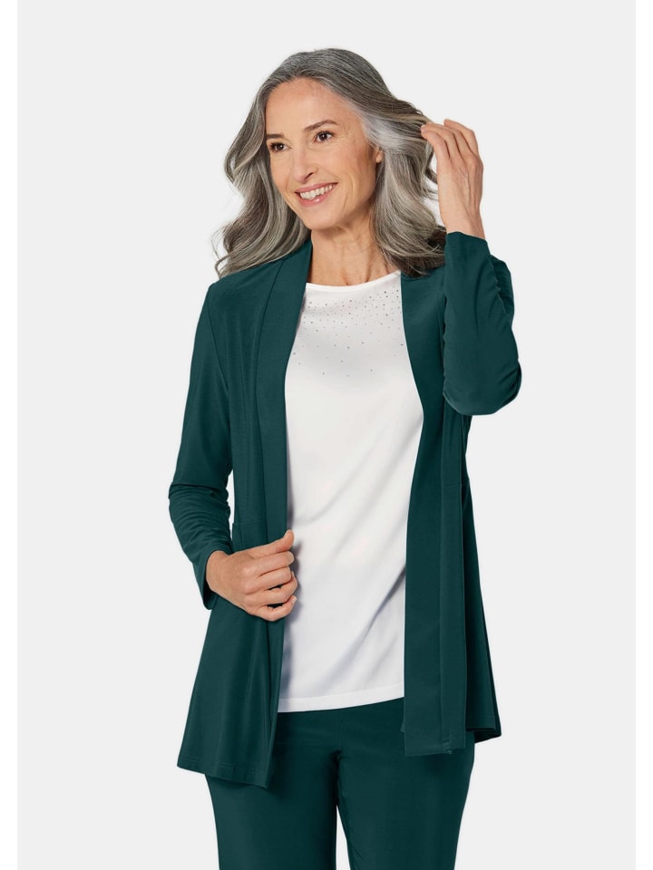 Kurzgröße: Leichte Shirtjacke lila mit Stretch in smaragd
