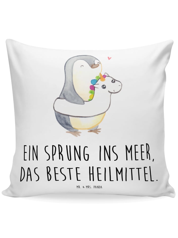 Kissen 40x40 Sommermeerheilkraft mit Spruch in Weiß