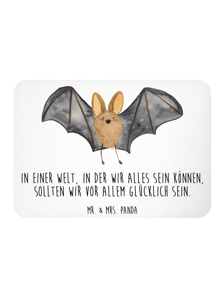 Magnet Fledermaus Flügel mit Spruch in Weiß