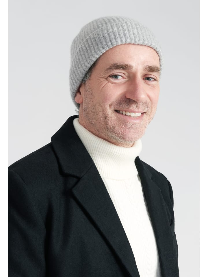 Classic Kaschmir Beanie Herren in light grey melange