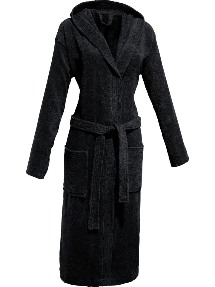 Frottier Unisex-Bademantel mit Kapuze Chicago in schwarz