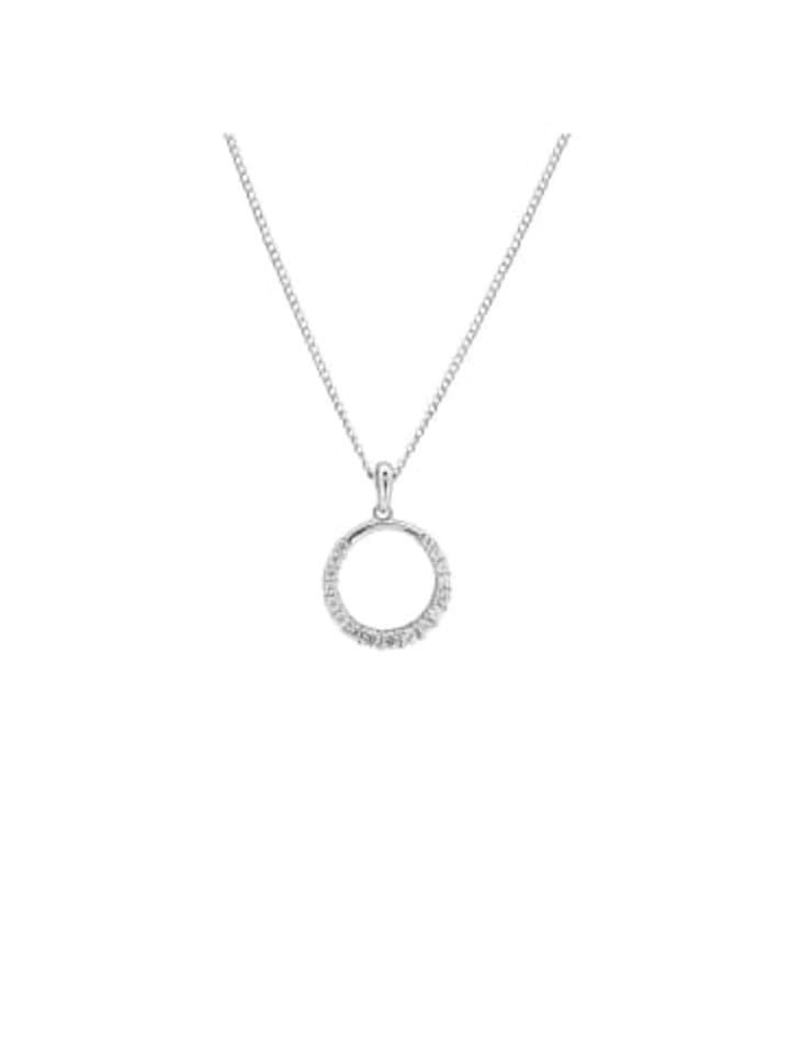 Kette mit Anhänger CIRCLE ZIRKONIA rhodiniert in 925 Silber - 2-tlg. in silber