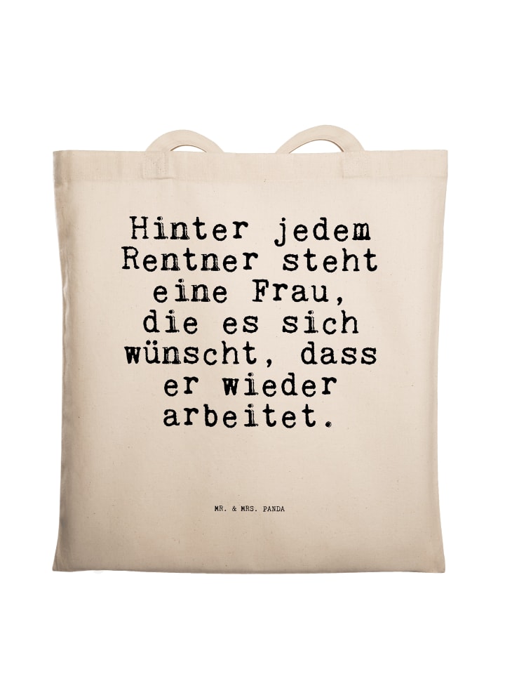 Tote Bag Hinter jedem Rentner steht... mit Spruch in Creme
