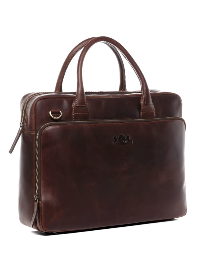 Leder-Laptoptasche 15" echt Leder Aktentasche 15 Zoll Laptop Fach braun in braun