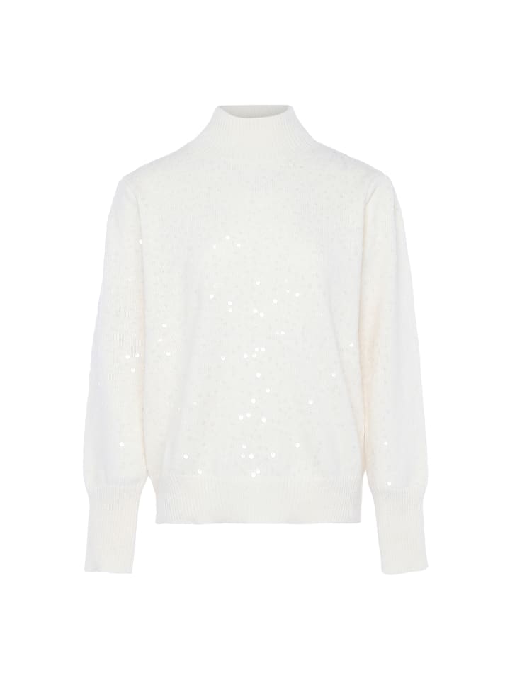 Damen Strickpullover Mit Pailletten in WOLLWEISS