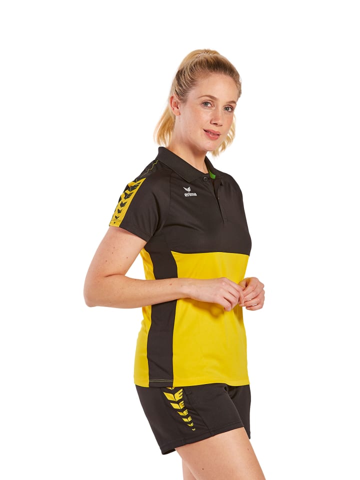 Damen Six Wings Poloshirt in gelb/schwarz