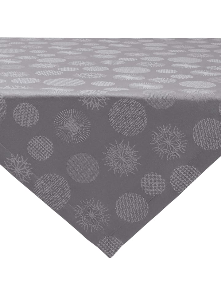 Jacquard, Baumwollmischung Mitteldecke Calvia in silber