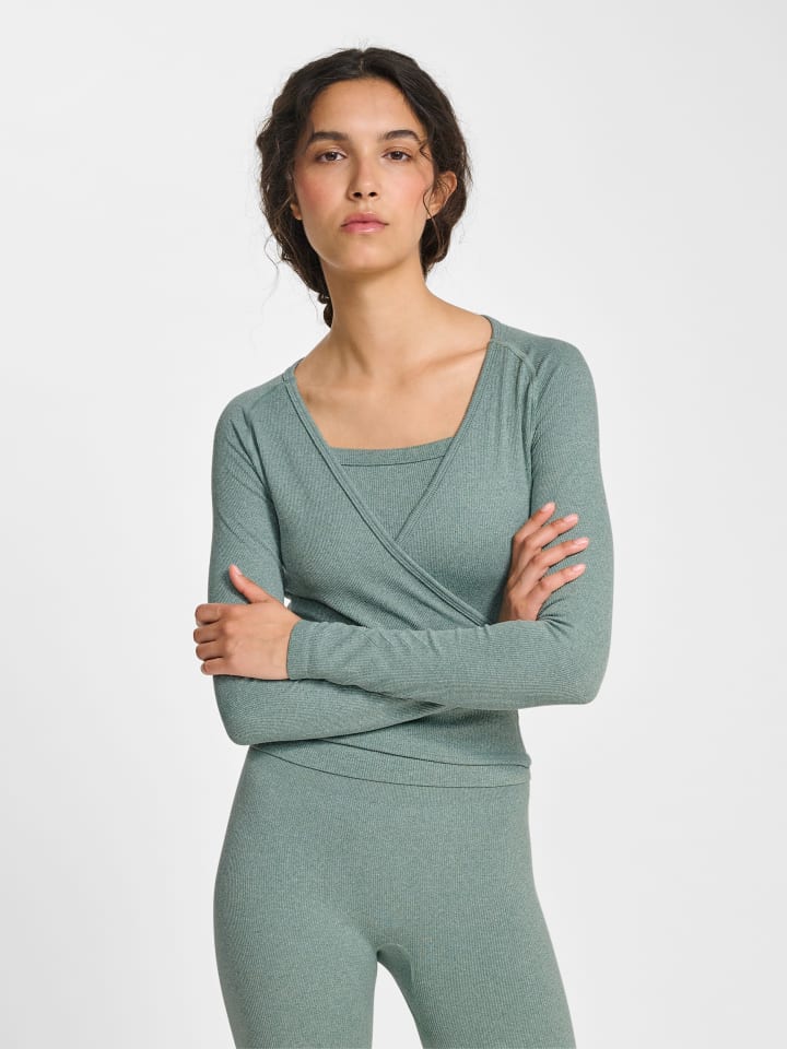 T-Shirt Hmlyoga Multisport Damen in CHINOIS GREEN MELANGE