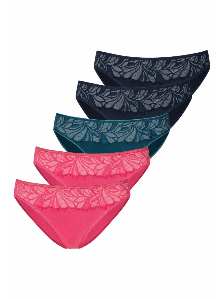 Bikinislip in pink, navy, petrol