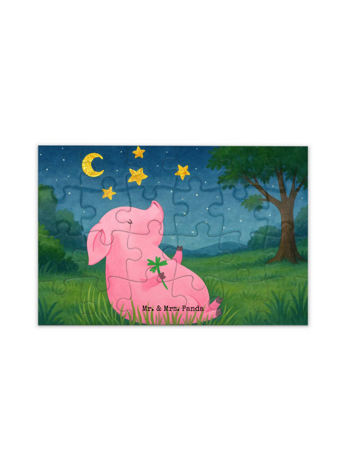 Puzzle Schwein Glück Design ohne Spruch in Weiß