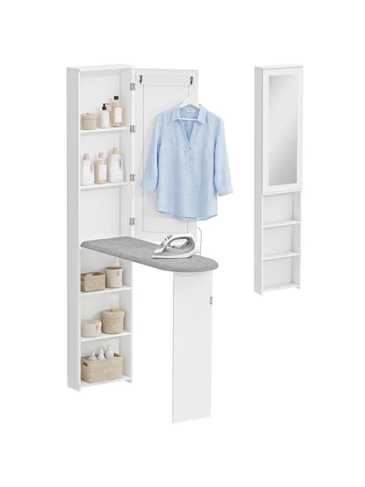 Bügelbrettschrank-106L x 35B x 174H cm-Weiß