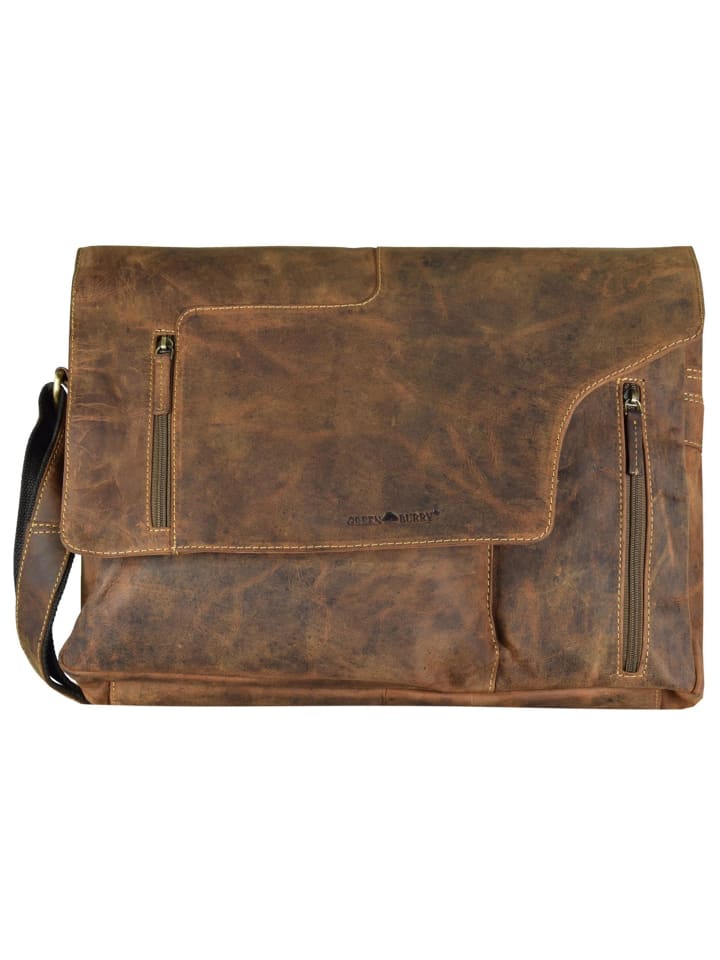 Vintage Revolver Bag Umhängetasche Leder 40 cm braun