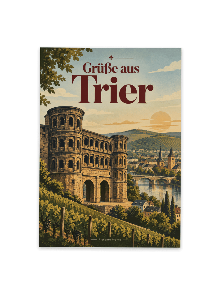 Postkarte Stadttor historisch Design mit Spruch in Weiß