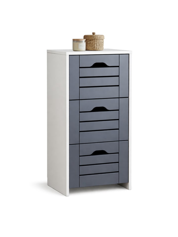 Midischrank mit drei Schubladen Flonali 76x38x28 in Weiß / Anthrazit