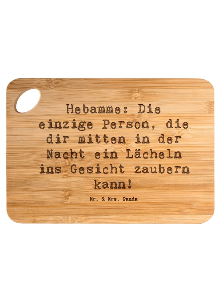 Brotzeitbrett Spruch Hebamme Lächeln mit Spruch in Braun