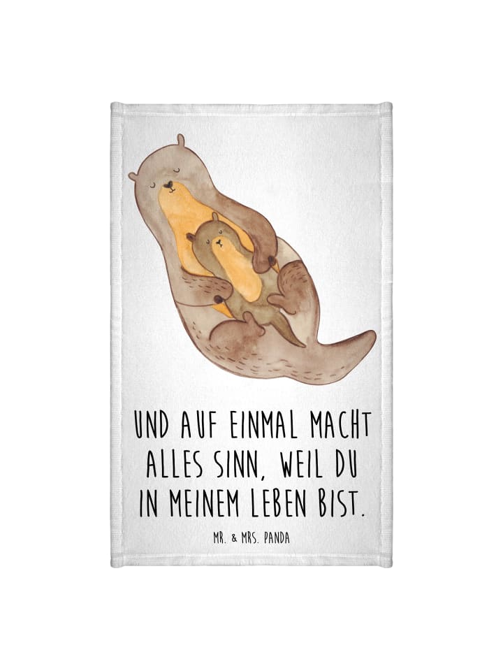 Gästetuch Otter Kind mit Spruch in Weiß