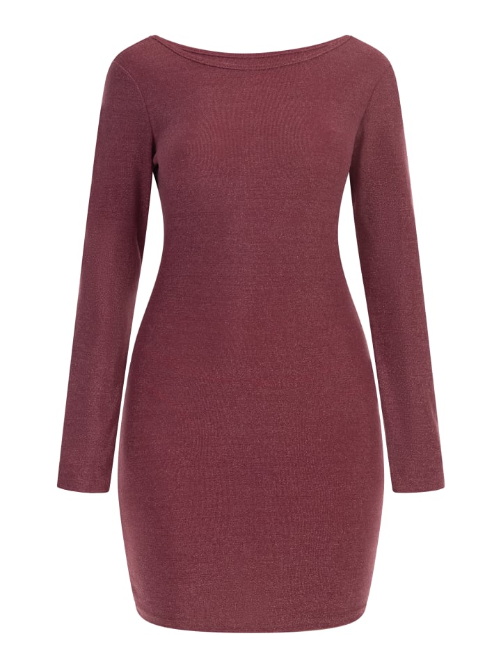 Damen Strick Langarmkleid Mini in Pink