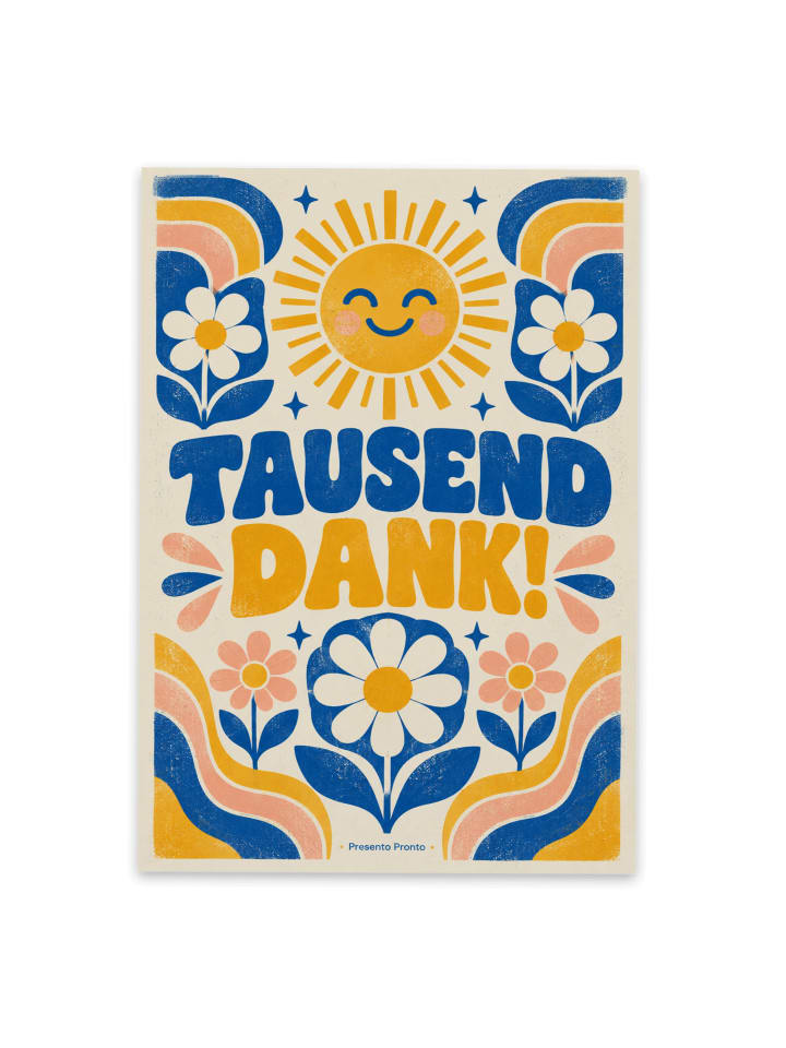 Postkarte Sonne fröhlich Design mit Spruch in Weiß