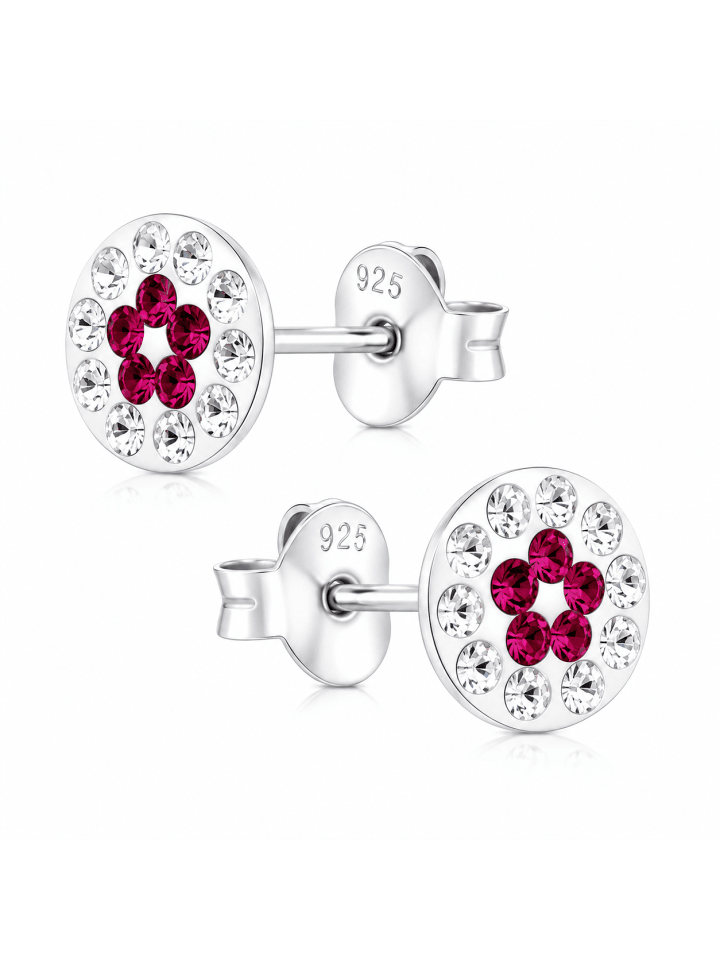 Ohrringe 925 Silber Blume in Bunt