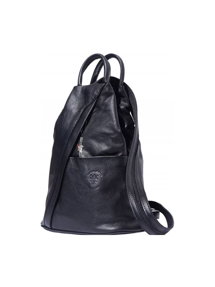 Florence Cityrucksack, Schultertasche Leder schwarz ca. 26cm