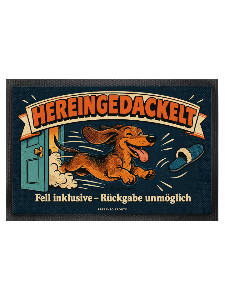Schmutzfangmatte Dackel Retro-Comic Design mit ... in Weiß