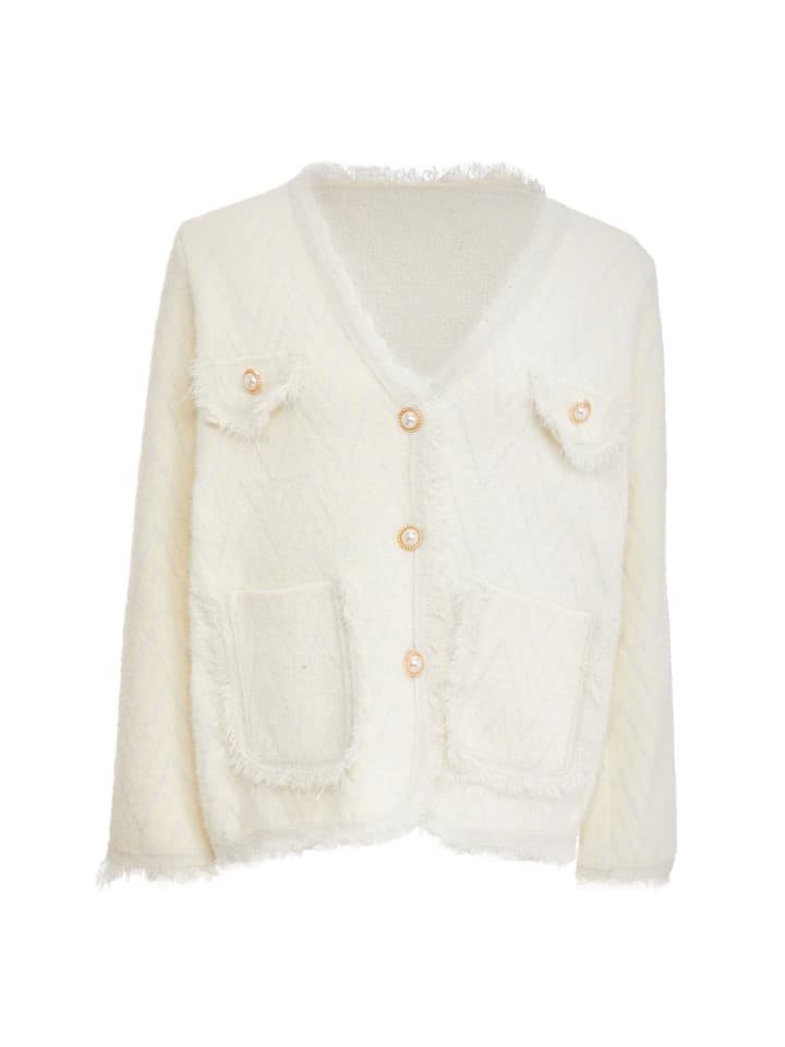 Damen Strickjacke in Wollweiss