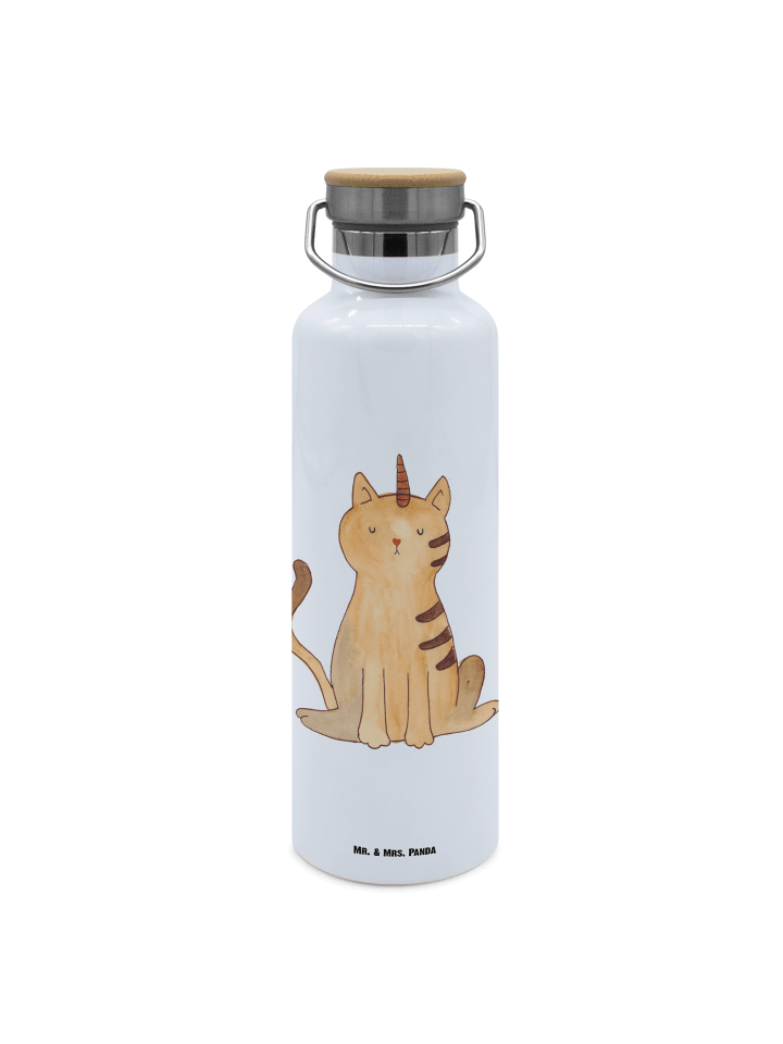 Sportflasche Einhorn Katze ohne Spruch in Weiß