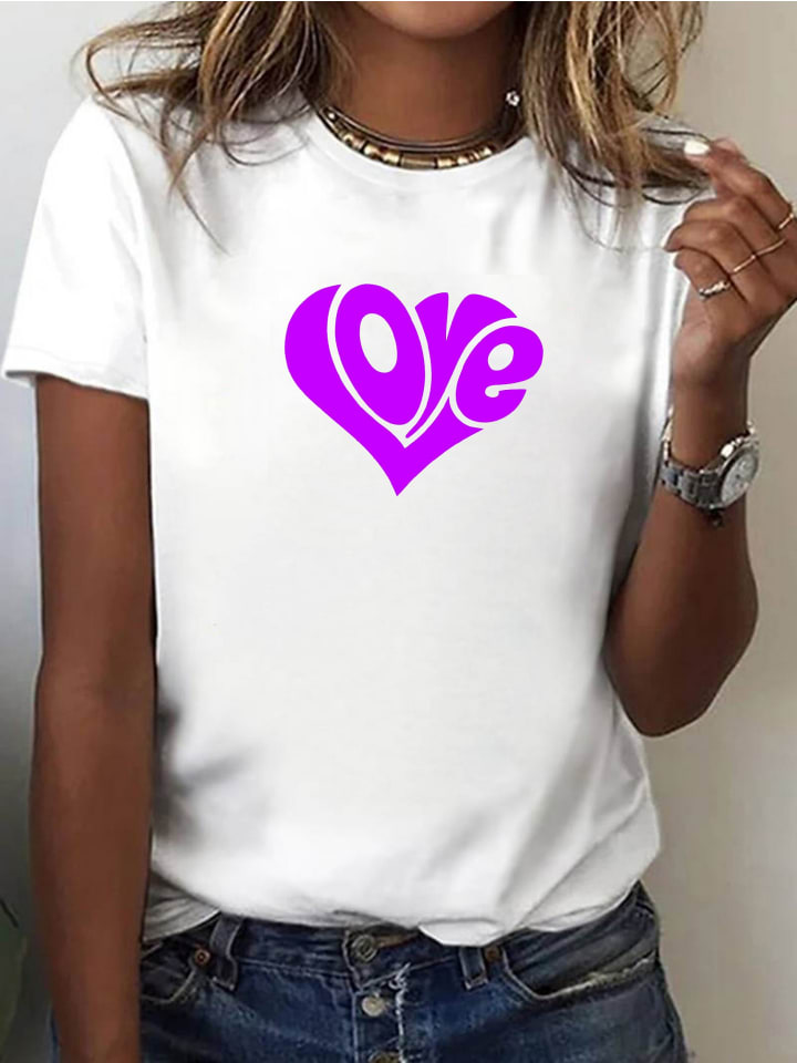 T-Shirt Herz Love WEISS-Lila